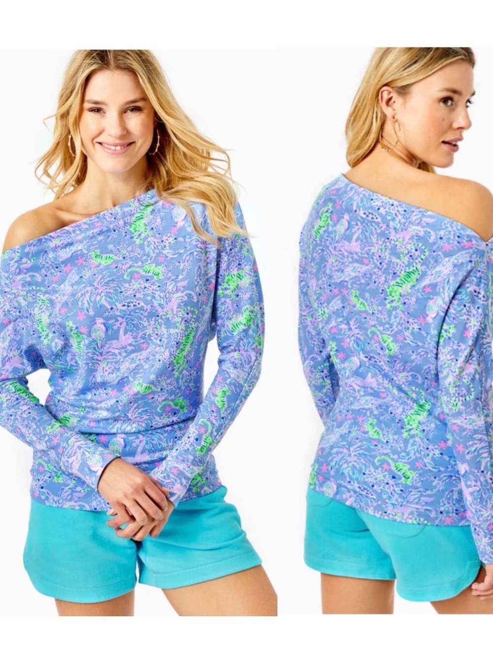 Lilly Pulitzer Sheera One Shoulder Top Small The Turtle Package Blue Peri